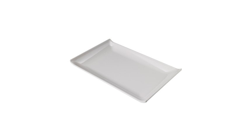 Piatto rettangolare - 23 x 14 x 2,6 cm - melamina - bianco - Leone