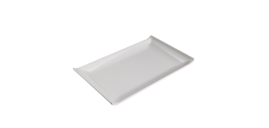 Piatto rettangolare - 28,6 x 18 x 2,8 cm - melamina - bianco - Leone