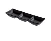 Vassoietto a tre scomparti - 27 x 9 x 3,5 cm - melamina - nero - Leone