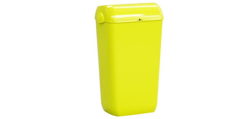 Cestino gettacarte Skin - con coperchio - 54,5 x 22,5 x 33,5 cm - 23 L - giallo fluo - Mar Plast