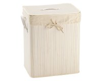 Porta biancheria - 41 x 31 x 50 cm - bambù - bianco - King Collection