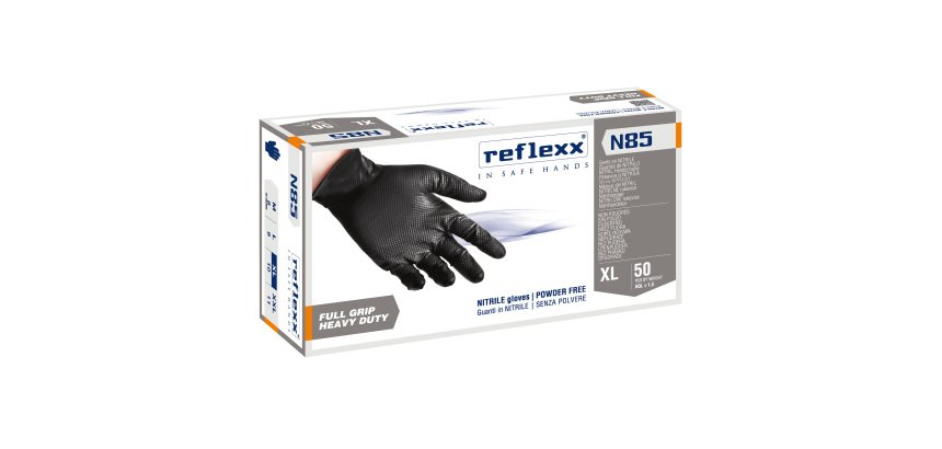 Guanti Reflexx N85B in nitrile nero, 50 unità