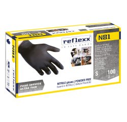 Guanti monouso Reflexx® N81 in nitrile nero, 100 unità
