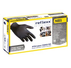 Guanti monouso Reflexx® N81 in nitrile nero, 100 unità
