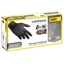 Guanti monouso Reflexx® N81 in nitrile nero, 100 unità