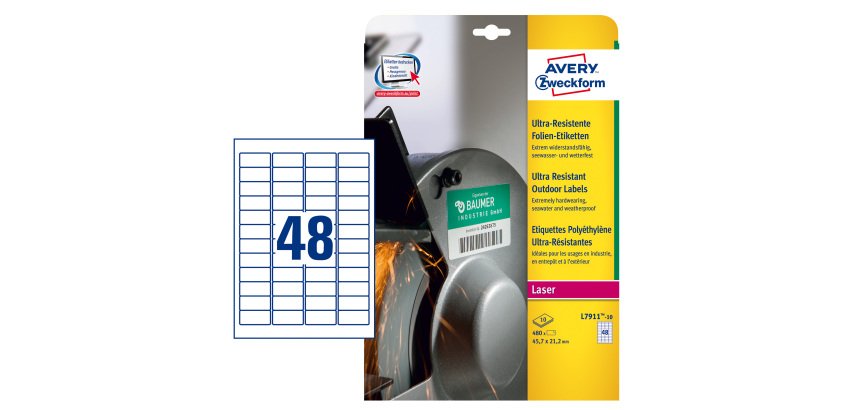 Etichette adesive - in PE - laser - permanenti - 45,7 x 21,2 mm - 48 et/fg - 10 fogli - bianco - Avery