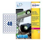 AVERY Etichette resistenti in poliestere bianco Ø 30mm, 48 etichette per foglio, adesivo permanente, laser, 20 fogli