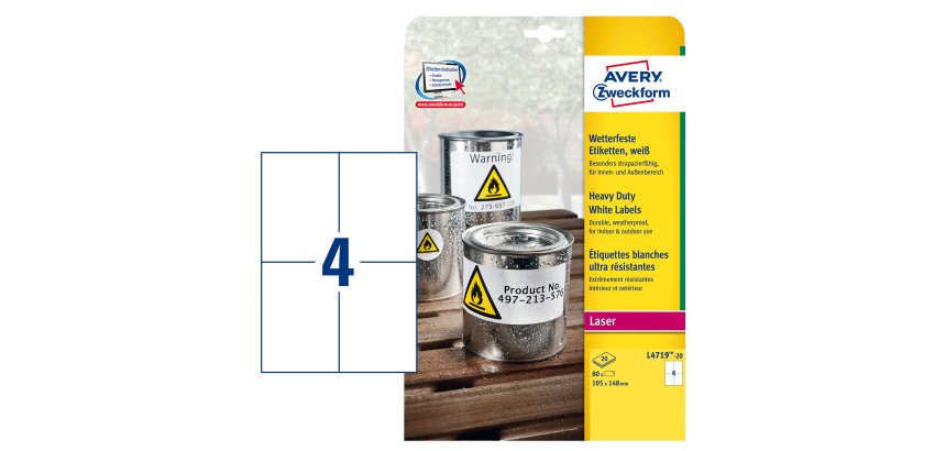 Avery Papier, Folien, Etiketten White Self-adhesive printer label