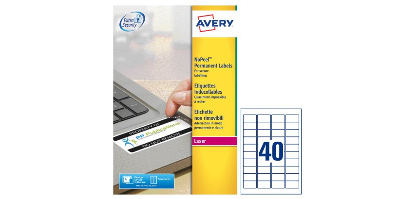 Avery L6145-20 self-adhesive label Rounded rectangle Permanent White 800 pc(s)