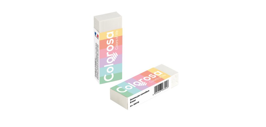 Gomma Pastel - 6,2 x 1,2 x 2,2 cm - vinile - Colorosa - conf. 20 pezzi