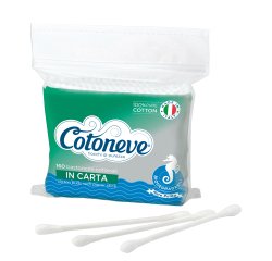 Bastoncini puliorecchie cotonati - carta biodegradabile - Cotoneve - busta da 160 pezzi