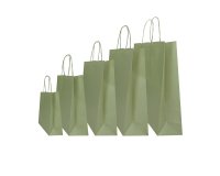 Shopper Twisted - maniglie cordino - 18 x 8 x 24 cm - carta kraft - salvia - Mainetti Bags - conf. 25 pezzi