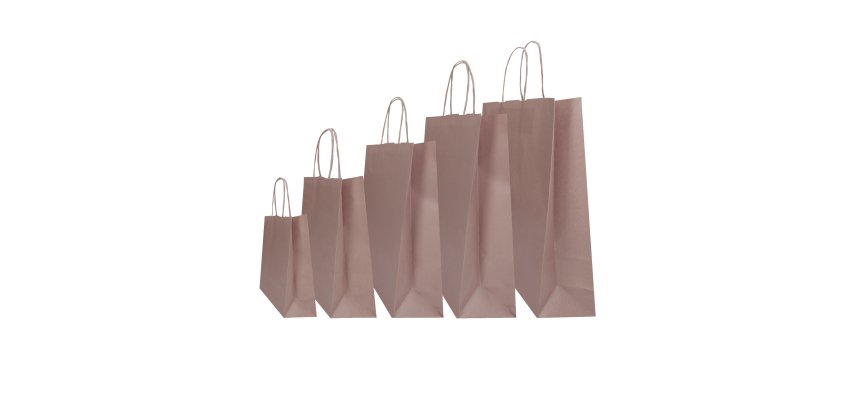 Shopper Twisted - maniglie cordino - 26 x 11 x 35 cm - carta kraft - rosa antico - Mainetti Bags - conf. 25 pezzi