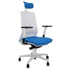 Poltrona semidirezionale Light LLBPG - con braccioli regolabili e poggiatesta - blu chiaro/bianco - Unisit