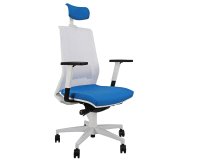 Poltrona semidirezionale Light LLBPG - con braccioli regolabili e poggiatesta - blu chiaro/bianco - Unisit