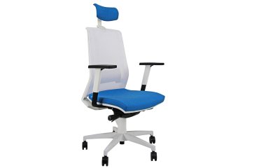 Poltrona semidirezionale Light LLBPG - con braccioli regolabili e poggiatesta - blu chiaro/bianco - Unisit