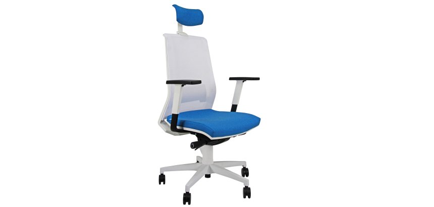 Poltrona semidirezionale Light LLBPG - con braccioli regolabili e poggiatesta - blu chiaro/bianco - Unisit
