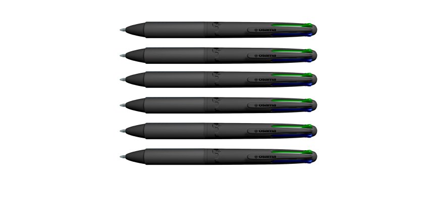Astuccio penne a sfera All Black - punta 1,00 mm - 4 colori  - Osama - conf. 6 pezzi