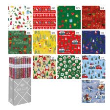 Rotolo carta regalo natale - 2 x 0,70 m - fantasie assortite - Sadoch