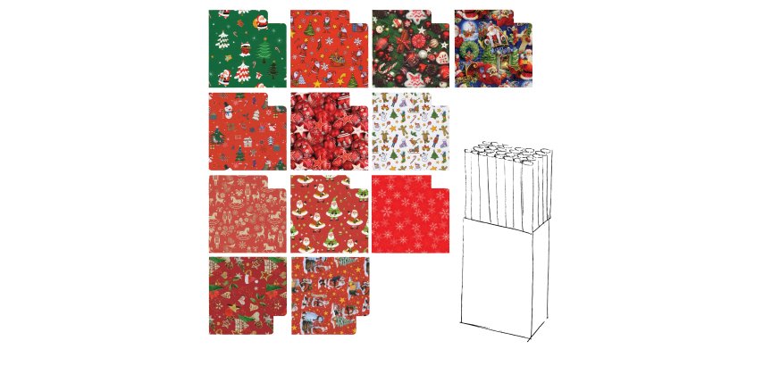 Rotolo carta regalo natale - 2 x 0,70 m - fantasie assortite - Rex Sadoch