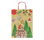 Shopper in carta kraft - con manici - 16 x 21 x 8 cm - fantasia natale - Rex Sadoch