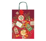 Shopper in carta kraft - con manici - 16 x 21 x 8 cm - fantasia natale - Rex Sadoch