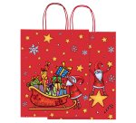 Shopper in carta kraft - con manici - 36 x 46 x 12 cm - fantasia natale - Rex Sadoch