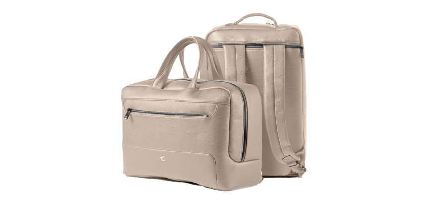 Borsa zainabile bi-bag Gate Trended - 42 x 28 x 14 cm - ecopelle - ghiaccio - In Tempo