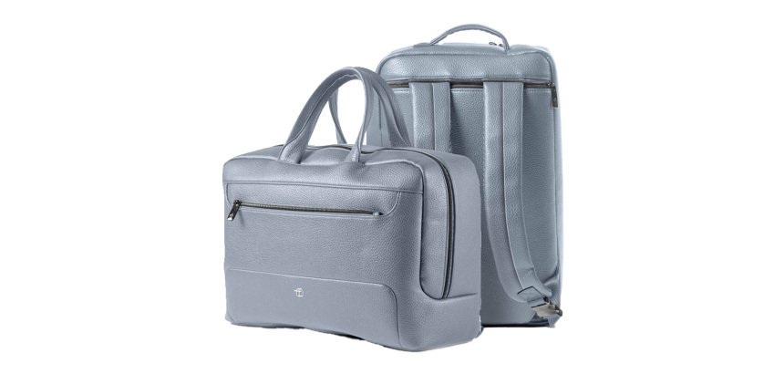 Borsa zainabile bi-bag Gate Trended - 42 x 28 x 14 cm - ecopelle - azzurro - In Tempo