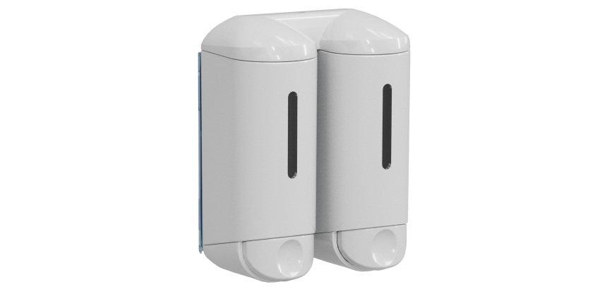 Dispenser a muro Double Shower Small - per hotel - 0,17 L - bianco - Mar Plast