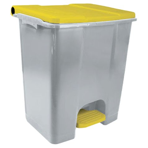 Contenitore mobile Ecoconti - a pedale - 60 L - plastica riciclata - grigio/giallo - Medial International