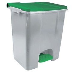 Contenitore mobile Ecoconti - a pedale - 60 L - plastica riciclata - grigio/verde - Medial