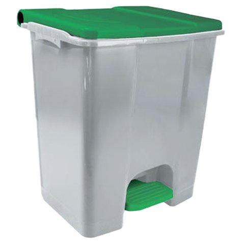 Contenitore mobile Ecoconti - a pedale - 60 L - plastica riciclata - grigio/verde - Medial International