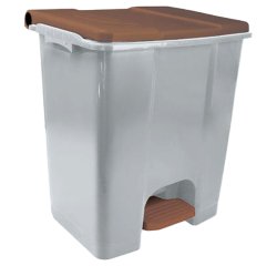 Contenitore mobile Ecoconti - a pedale - 60 L - plastica riciclata - grigio/marrone - Medial