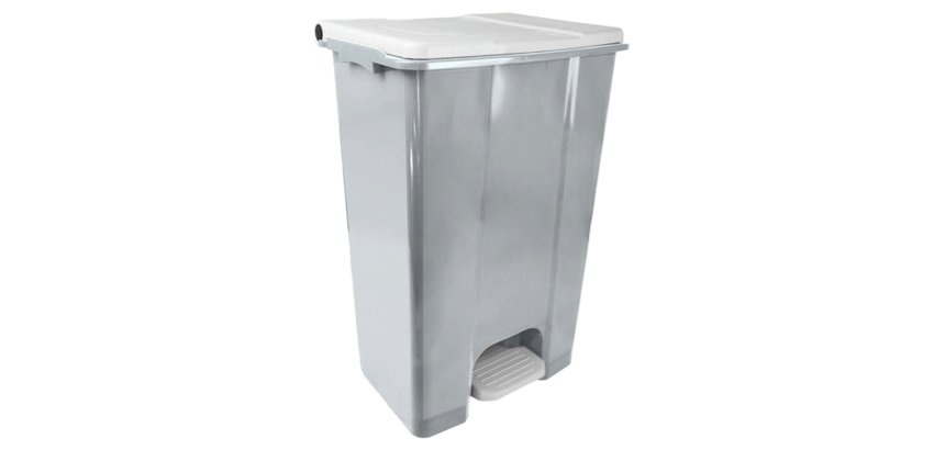 Contenitore mobile Ecoconti - a pedale - 80 L - plastica riciclata - grigio/bianco - Medial