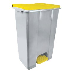 Contenitore mobile Ecoconti - a pedale - 80 L - plastica riciclata - grigio/giallo - Medial