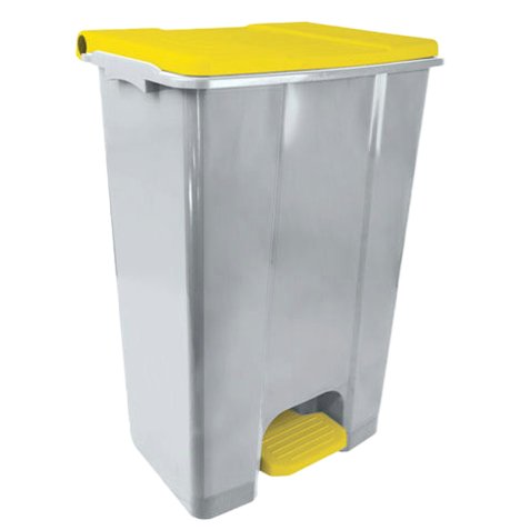 Contenitore mobile Ecoconti - a pedale - 80 L - plastica riciclata - grigio/giallo - Medial International