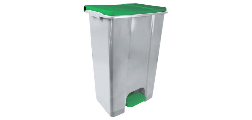 Contenitore mobile Ecoconti - a pedale - 80 L - plastica riciclata - grigio/verde - Medial