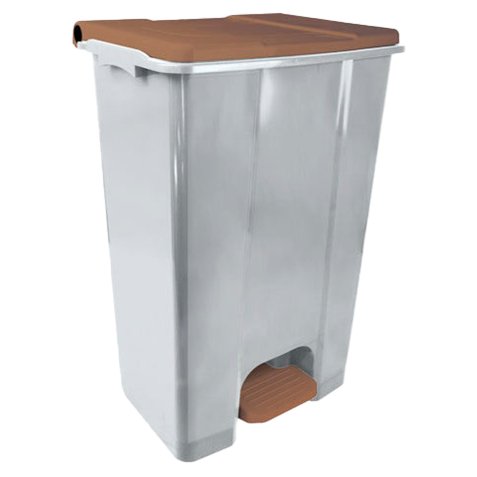 Contenitore mobile Ecoconti - a pedale - 80 L - plastica riciclata - grigio/marrone - Medial International