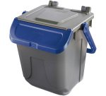 Contenitore portarifiuti Ecology - con sportello e maniglione - 25 L - grigio/blu - Mobil Plastic