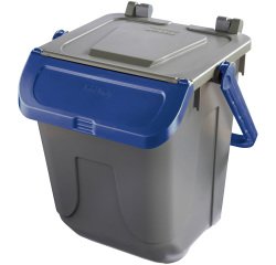 Contenitore portarifiuti Ecology - con sportello e maniglione - 25 L - grigio/blu - Mobil Plastic