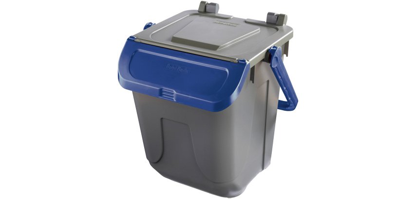 Contenitore portarifiuti Ecology - con sportello e maniglione - 25 L - grigio/blu - Mobil Plastic