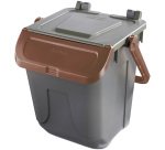 Contenitore portarifiuti Ecology - con sportello e maniglione - 25 L - grigio/bruno - Mobil Plastic