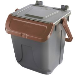 Contenitore portarifiuti Ecology - con sportello e maniglione - 25 L - grigio/bruno - Mobil Plastic