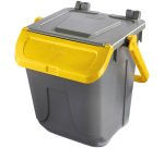 Contenitore portarifiuti Ecology - con sportello e maniglione - 25 L - grigio/giallo - Mobil Plastic