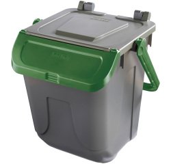Contenitore portarifiuti Ecology - con sportello e maniglione - 25 L - grigio/verde - Mobil Plastic