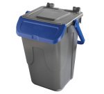 Contenitore portarifiuti Ecology - con sportello e maniglione - 35 L - grigio/blu - Mobil Plastic