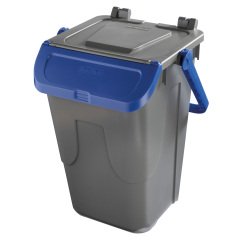 Contenitore portarifiuti Ecology - con sportello e maniglione - 35 L - grigio/blu - Mobil Plastic