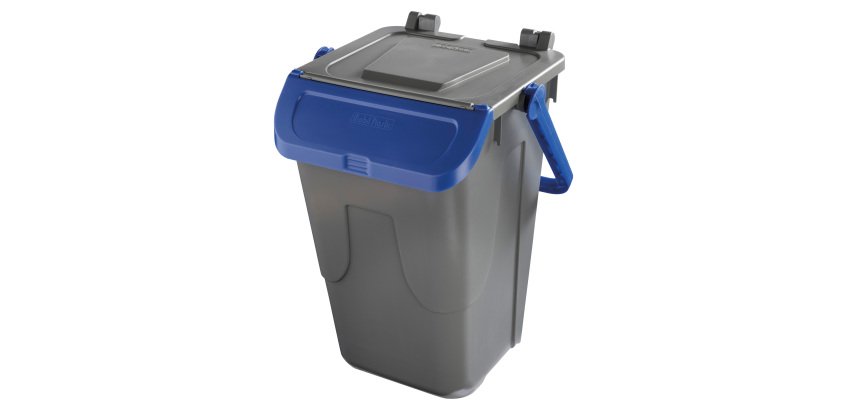 Contenitore portarifiuti Ecology - con sportello e maniglione - 35 L - grigio/blu - Mobil Plastic