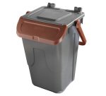 Contenitore portarifiuti Ecology - con sportello e maniglione - 35 L - grigio/bruno - Mobil Plastic